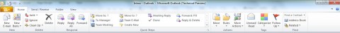 Outlook 2010's ribbon Outlook 2010 has a ribbon now