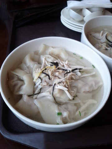 A bowl of wontons for breakfast