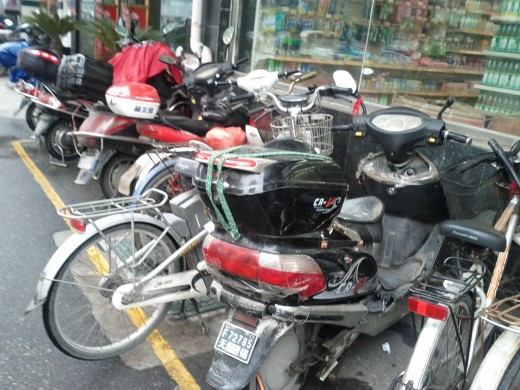 Mopeds parked