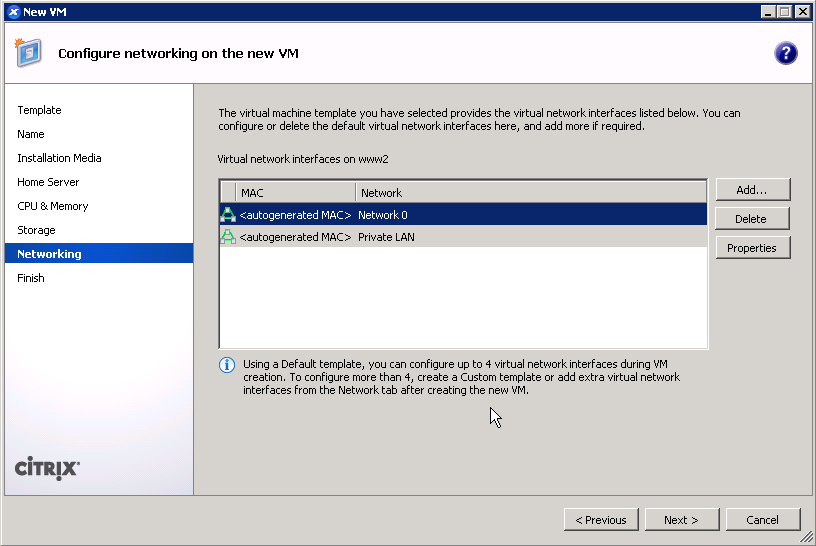 Configure networking for XenServer guest VM