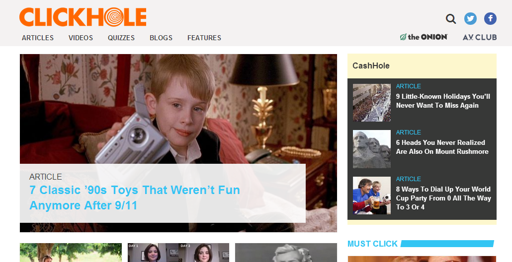 ClickHole, the Onion's parody of viral content