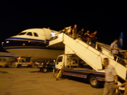 Deplaning on the tarmac