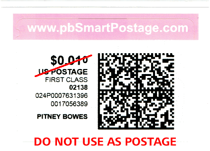 Example $0.01 pbSmartPostage stamp