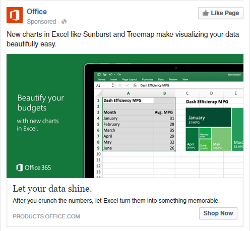 Ad for Excel visualization features