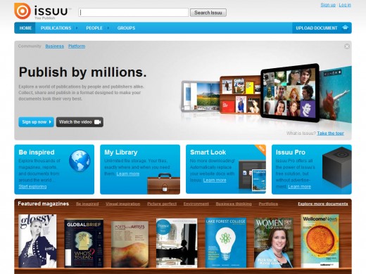 Issuu's breathtaking home page Issuu's breathtaking home page