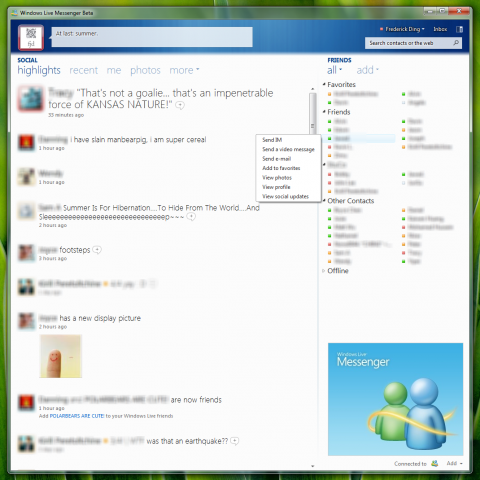 Full view in Windows Live Messenger Wave 4