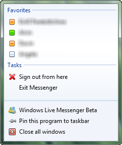 Windows 7 taskbar menu for WLM Wave 4 Windows 7 taskbar menu for WLM Wave 4