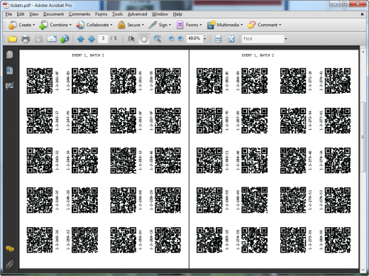 A sample of laser labels used for BTS barcodes