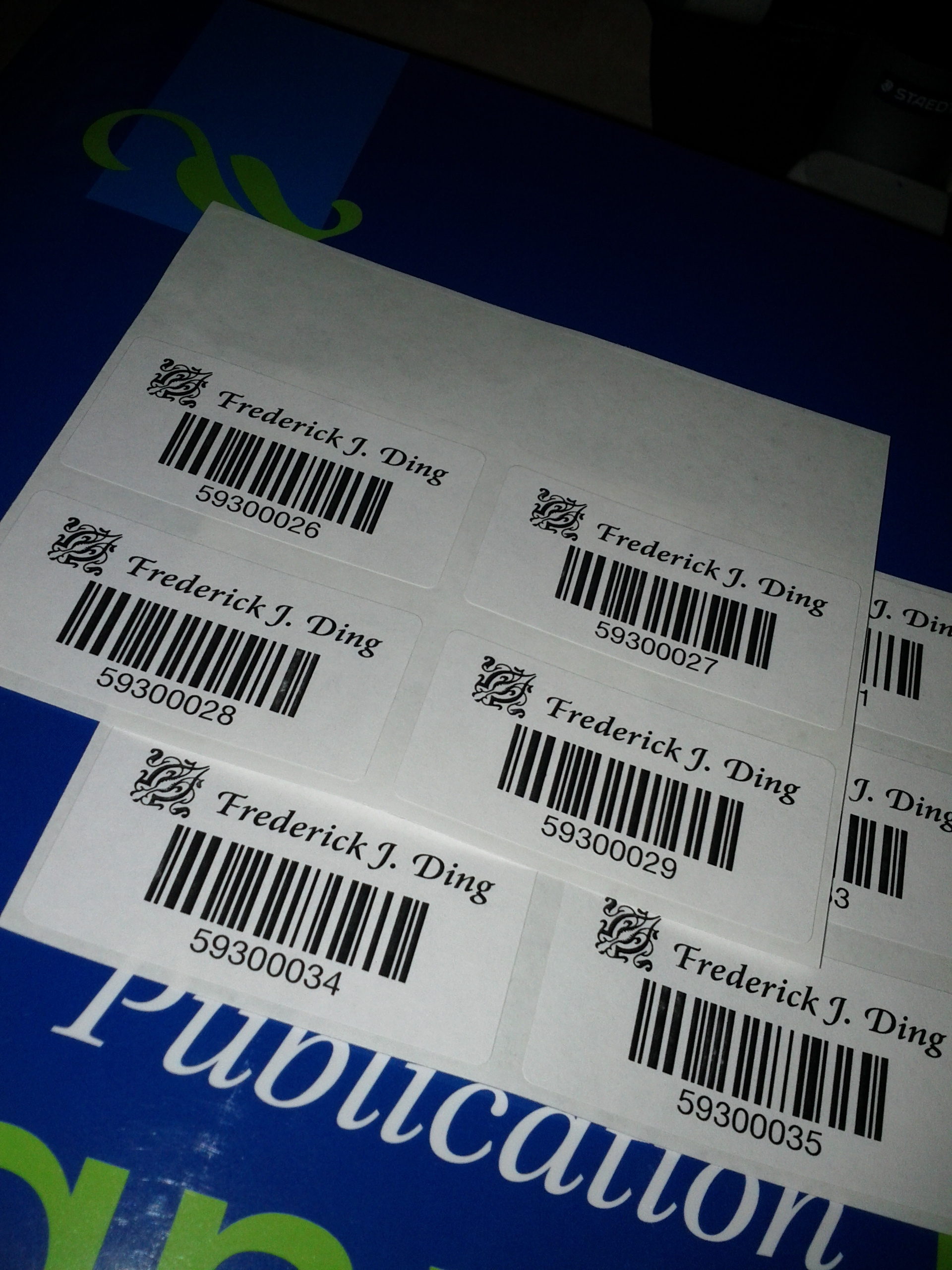 Barcode stickers as book tags