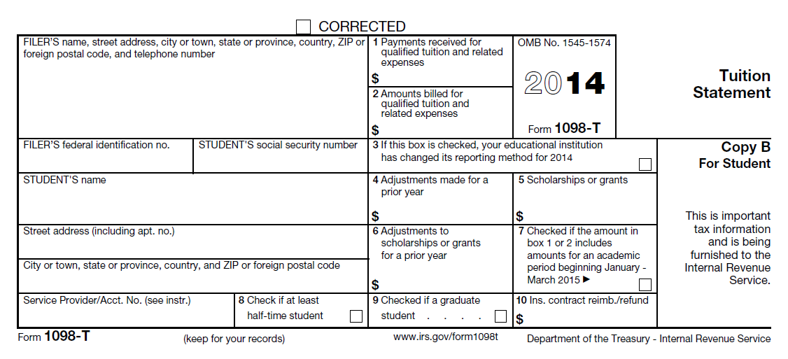 Blank Form 1098-T